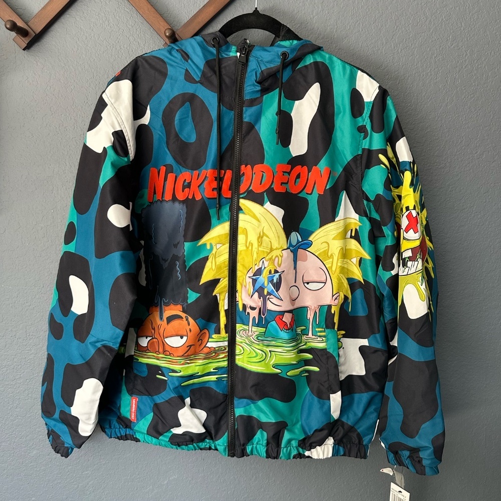 NWT MEMBERS ONLY Nickelodeon Full‎ Zip Hey Arnold SpongeBob Windbreaker  Large